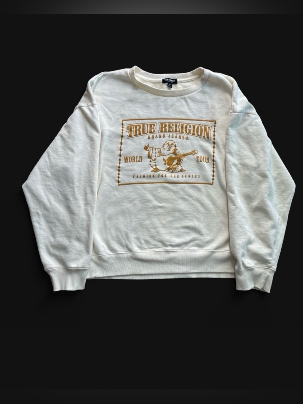 True Religion Cream Crewneck Relaxed Fit Sweatshirt XL
